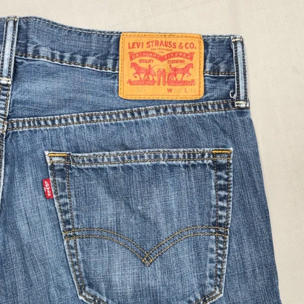 Levis 527 Slim Bootcut Jeans Mens 34x34 Medium Wash Blue Denim 100% Cotton